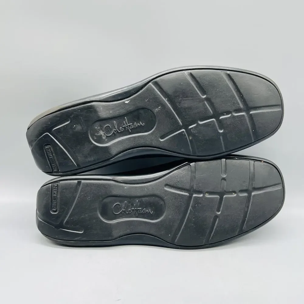 Cole Haan Shoes Men 11 Black Leather Vtg Air Moc Slip On Loafers 90s Y2k